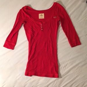 Red quarter sleeve Hollister shirt